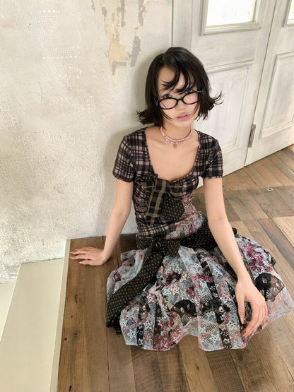 Jacquard Cross Vintage Maxi Skirt【s0000018085】