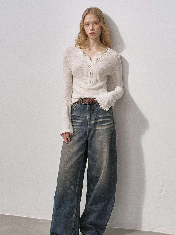 Cat Whisker Wide Leg Vintage Jeans【s0000015216】