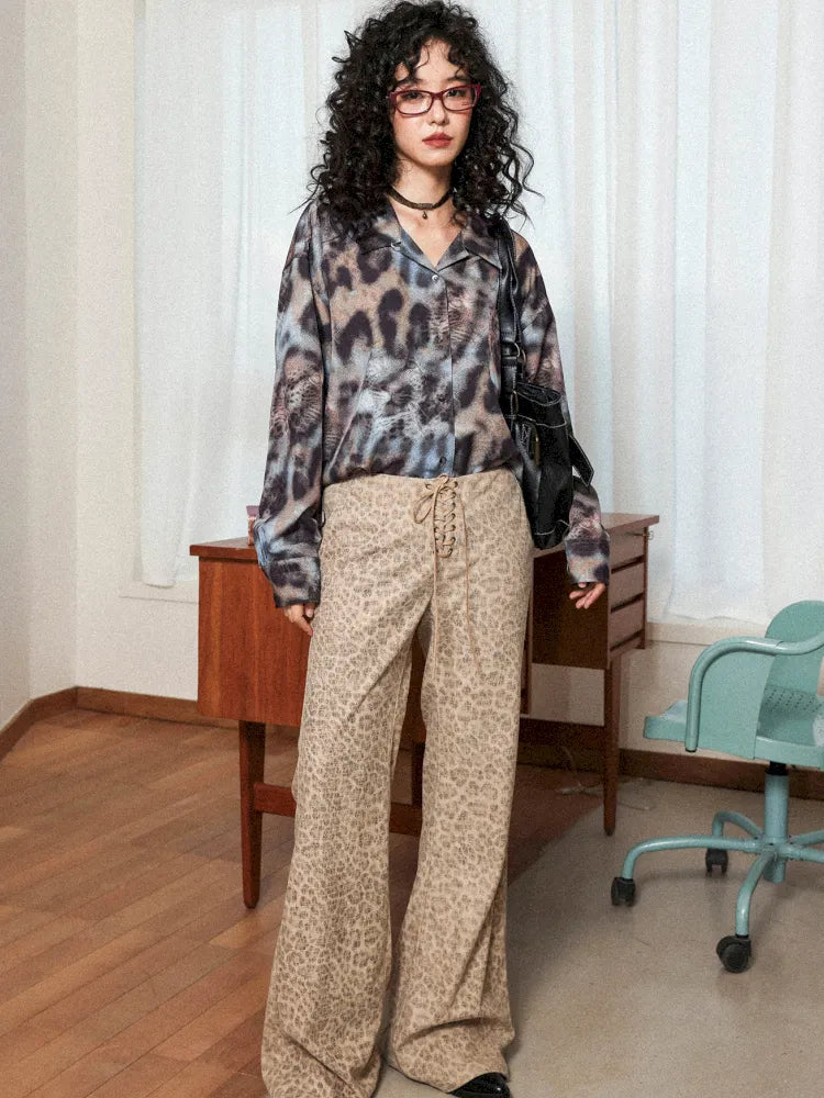 Leopard Print Cuban Collar Long-Sleeve Shirt【s0000013988】