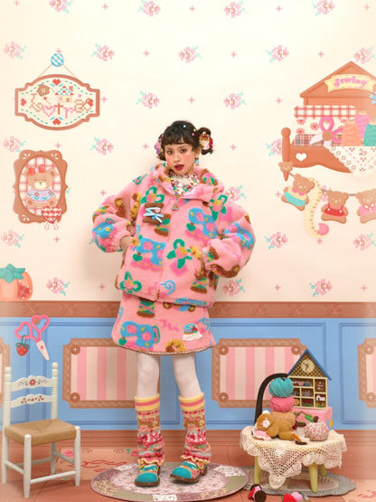 Pink Polar Fleece Lambswool Jacket【s0000015565】