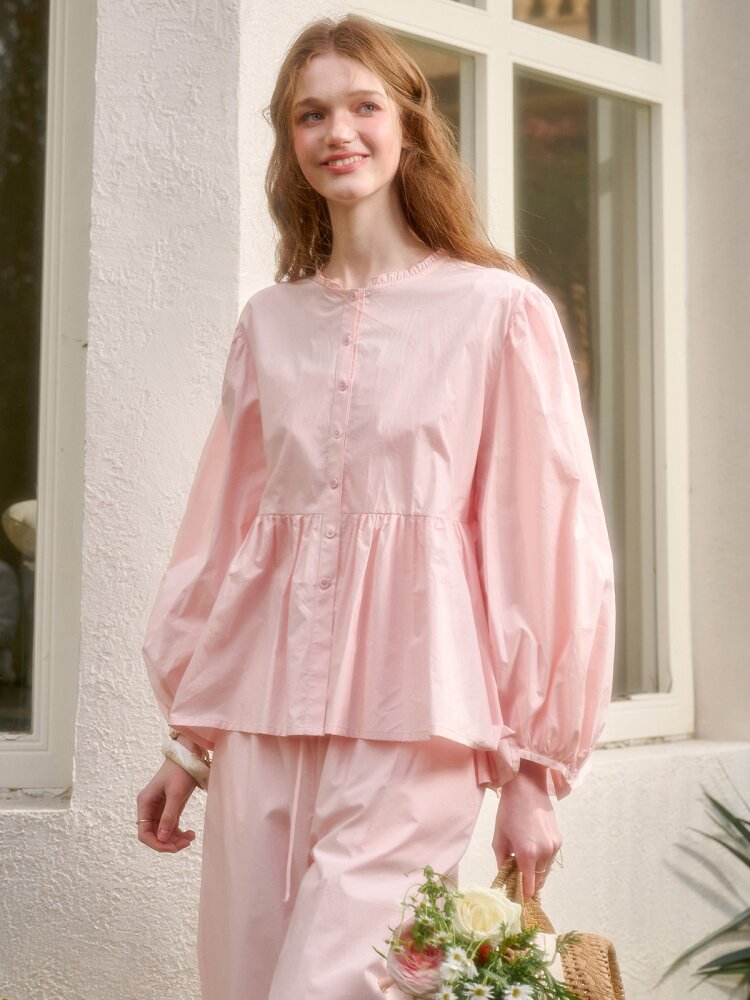 Pink Cotton Embroidered Shirt Dress【s0000015620】