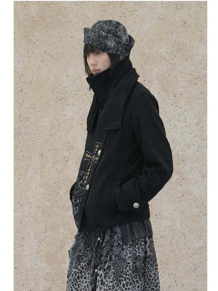 Vintage Cross Print Rivet Jacket【s0000018073】
