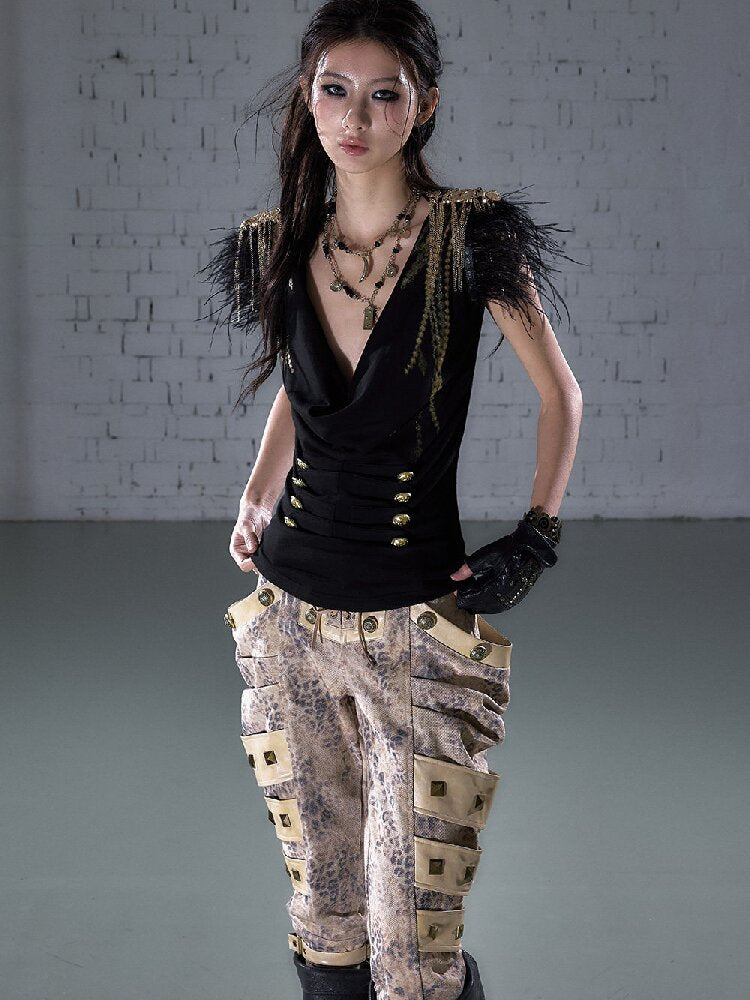 Parched Ostrich Feather Vest【s0000016200】