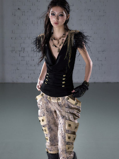 Parched Ostrich Feather Vest【s0000016200】
