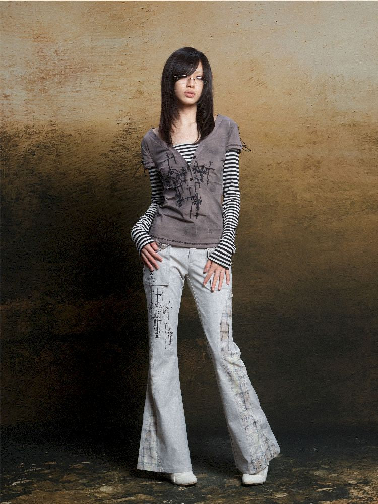 Double Waistband Drilling Decoration Pants【s0000011810】