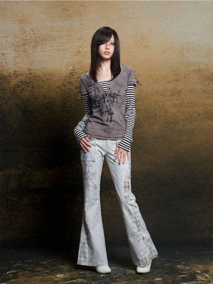 Double Waistband Drilling Decoration Pants【s0000011810】