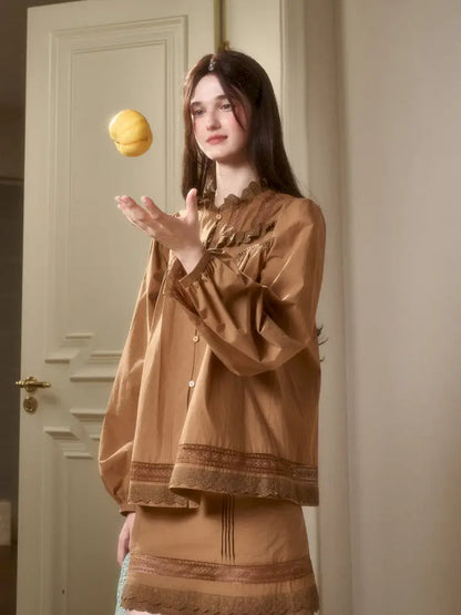 Natural Cotton Shirt Skirt Set【s0000014330】