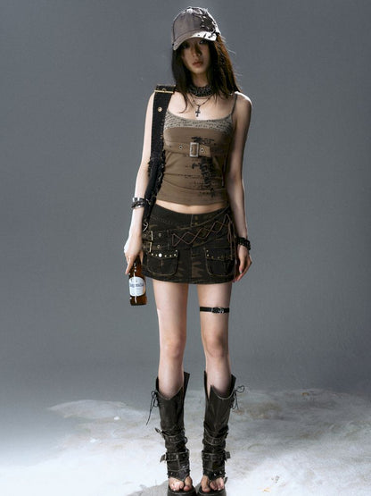 Camouflage Low-Waist Short Skirt 【s0000012803】