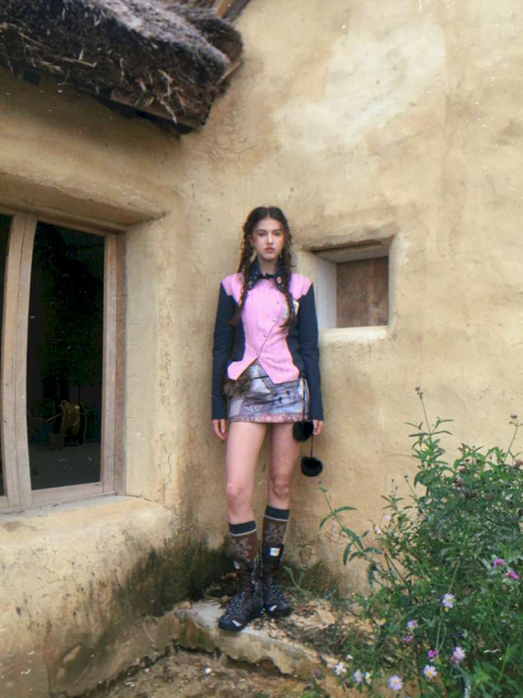 Pink Blue Plaid Multi-Button Shirt【s0000014897】