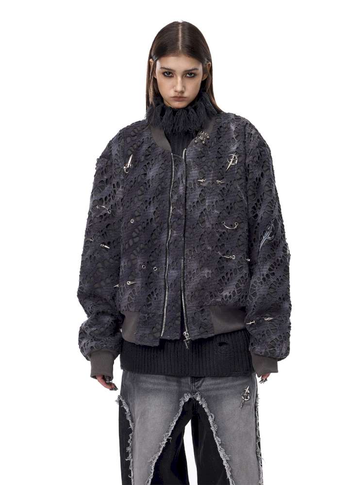 Black Metal Studded Cotton Suit【s0000015127】