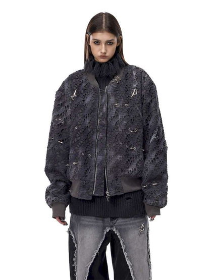 Black Metal Studded Cotton Suit【s0000015127】