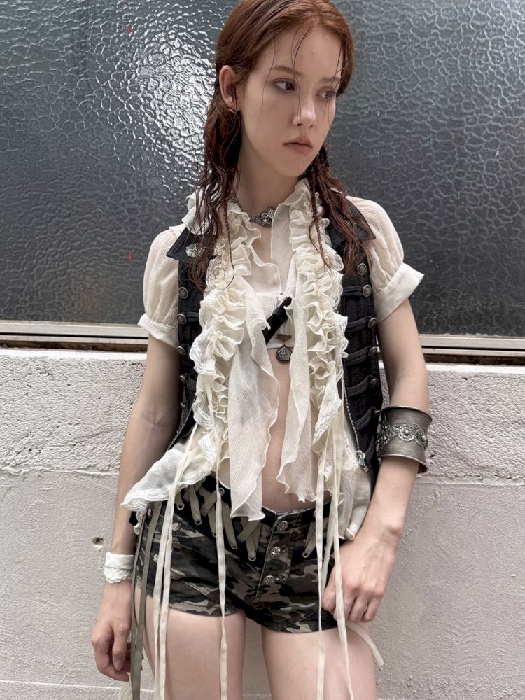 Multi-Layer Ruffled Irregular Hem “Jellyfish” Shirt【s0000012831】