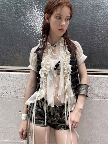 Multi-Layer Ruffled Irregular Hem “Jellyfish” Shirt【s0000012831】