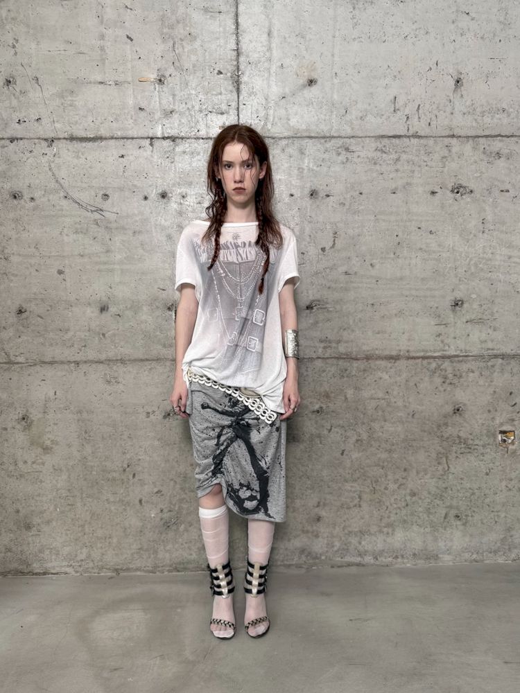 Drawstring Denim Girl Print T-Shirt【s0000012712】