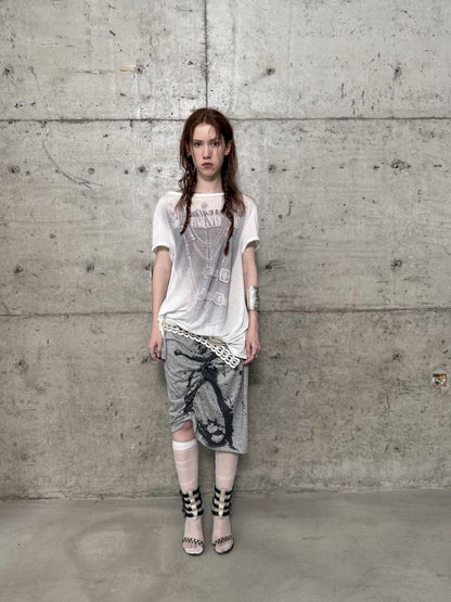 Drawstring Denim Girl Print T-Shirt【s0000012712】