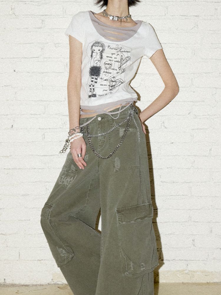Letters do old loose work pants【s0000012430】