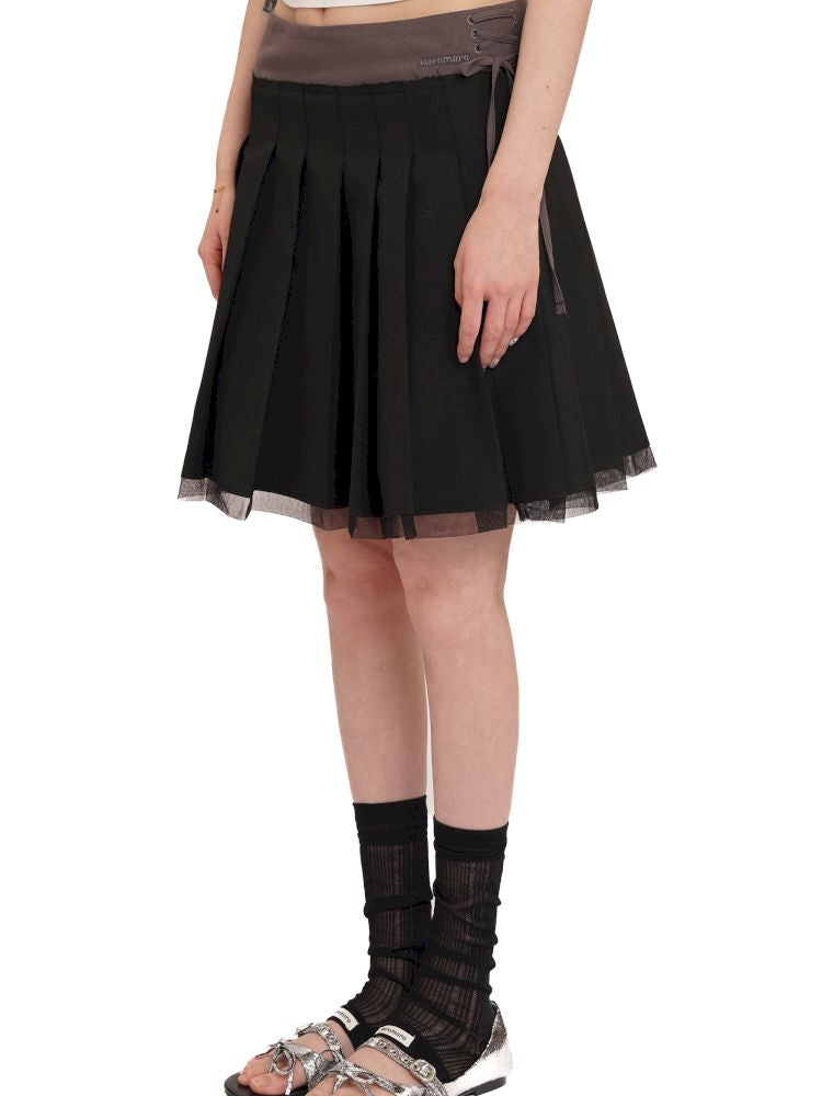 Hem Layered Mesh Pleated Skirt【s0000013431】