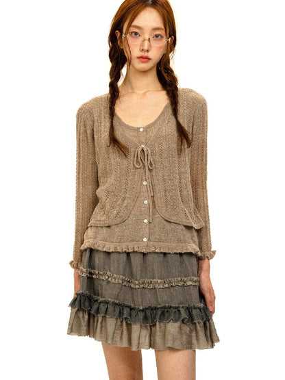 Hollow Twisted Knit Cardigan【s0000017932】