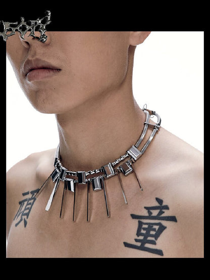 Heavy Craft Punk Style Choker Necklace【s0000018812】