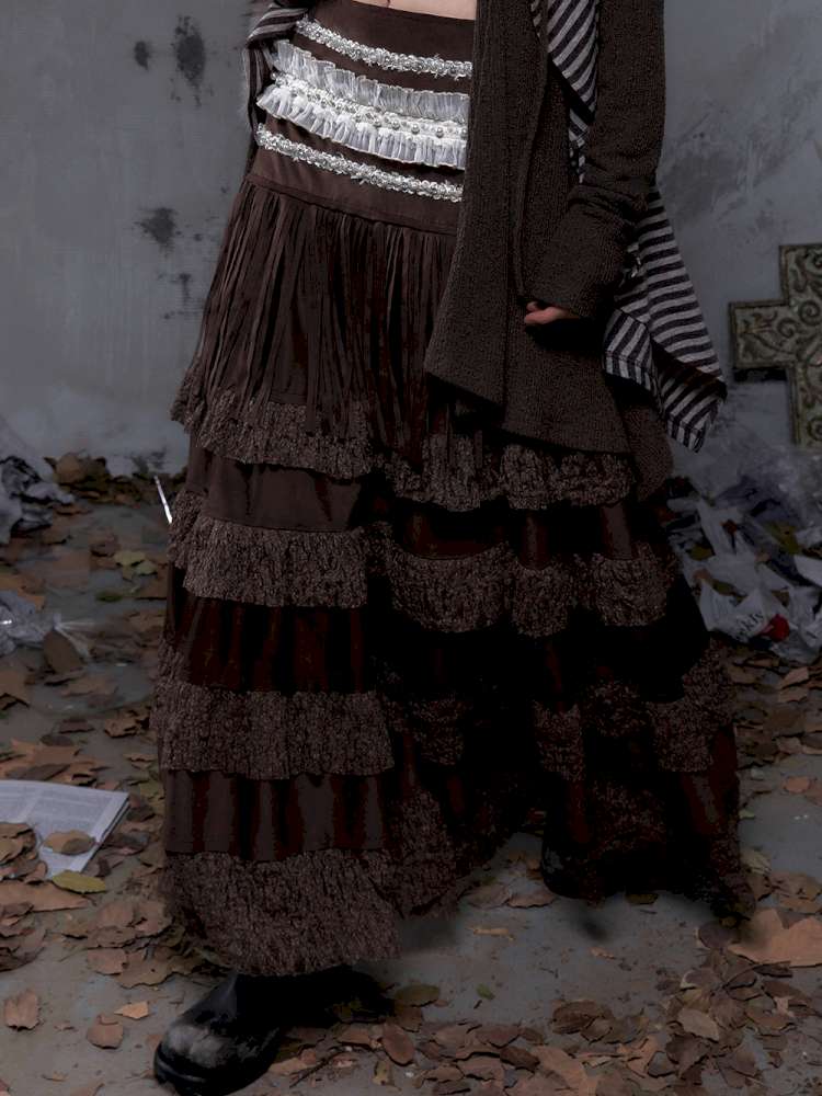 Lace Suede Fringe A-line Skirt【s0000014649】