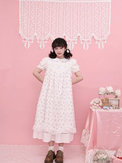 Lace petal hem smocked skirt tank dress【s0000013497】