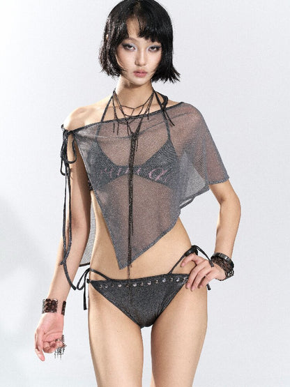 Foil Print Bikini Mesh Set【s0000018480】