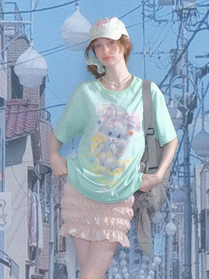 Rabbit Print Loose Tops【s0000012244】