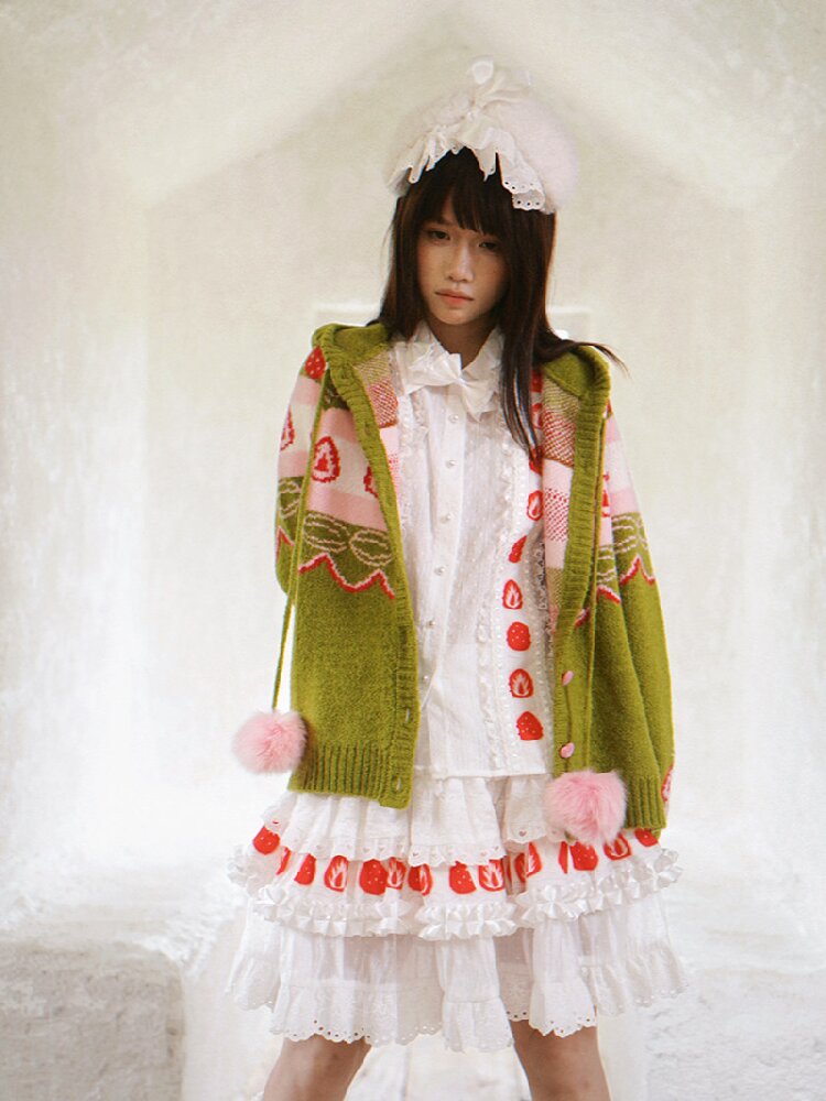 Strawberry Matcha Fair Isle Cardigan【s0000018535】