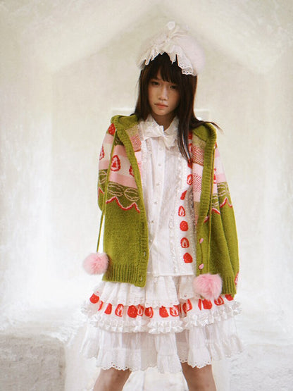 Strawberry Matcha Fair Isle Cardigan【s0000018535】