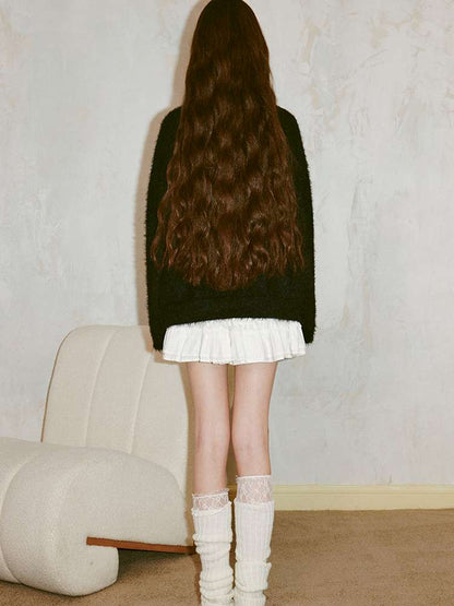 Striped Bow Imitation Mink Wool【s0000015223】