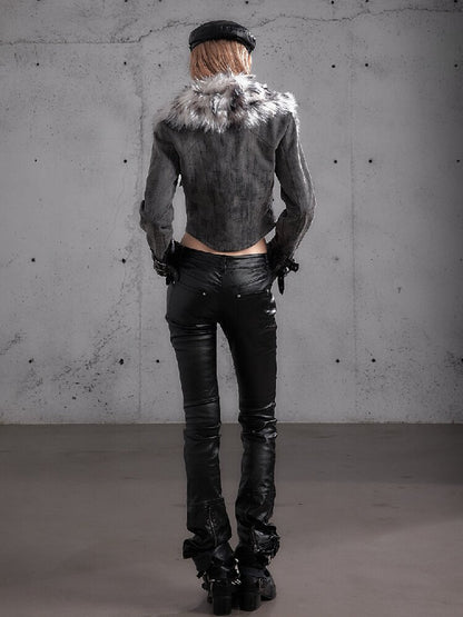 Washed Wax Leather Skinny Pants【s0000019162】