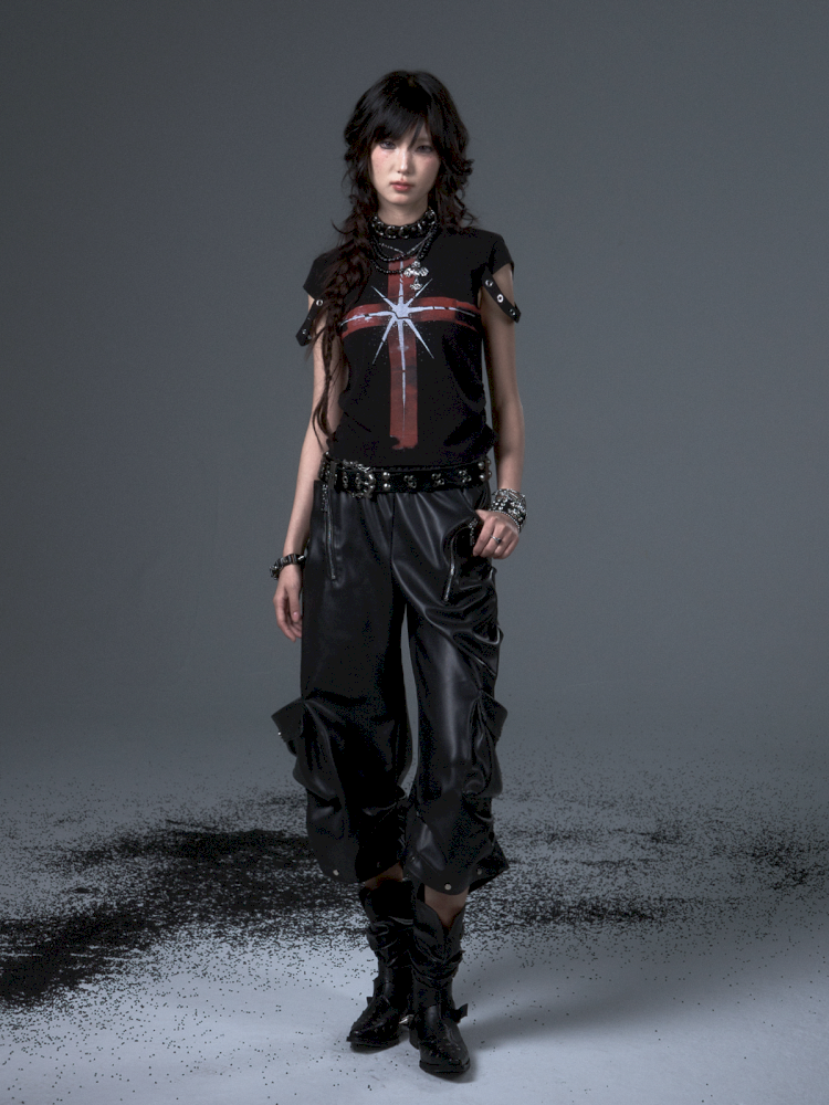 Punk Positive Shoulder Short Sleeve t-shirt【s0000012343】