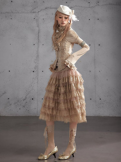 Lace Patchwork Tulle Cake Skirt【s0000019163】