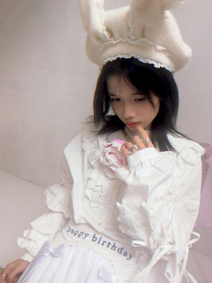 Rabbit-Eared Bendable Lace Beret【s0000014524】