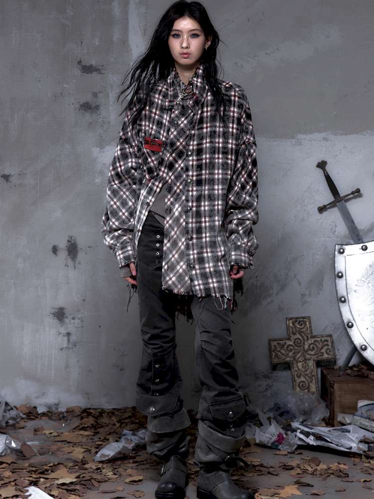 Rock Rebel Punk Check Shirt Jacket【s0000014656】