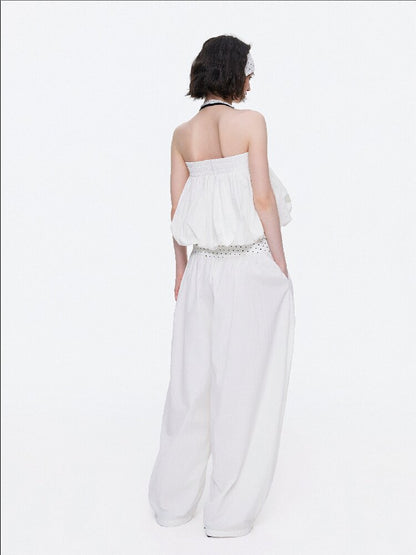 Backless Bandeau Wide Waist Pants【s0000015920】