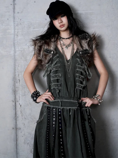 Workwear Vest-Style Maxi Dress【s0000013941】