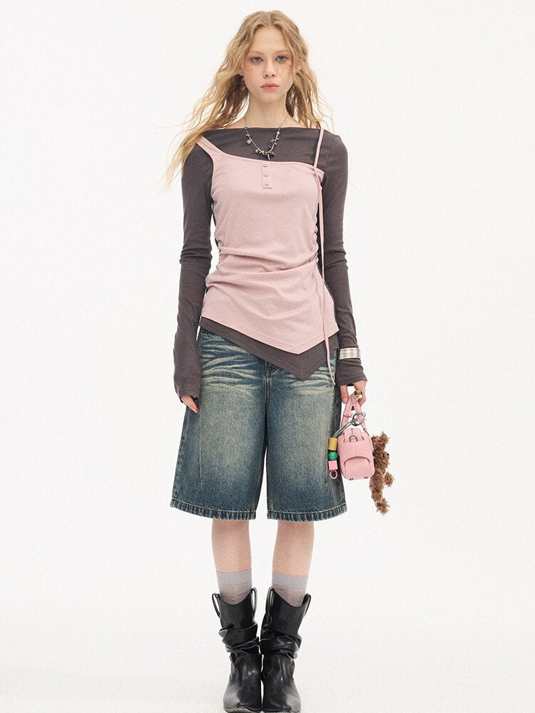 Tencel Wool Faux Two Piece Top【s0000015899】