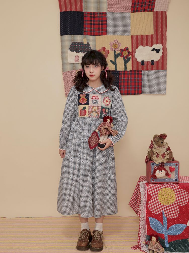 Plaid Printed Doll Neck Dress【s0000010350】