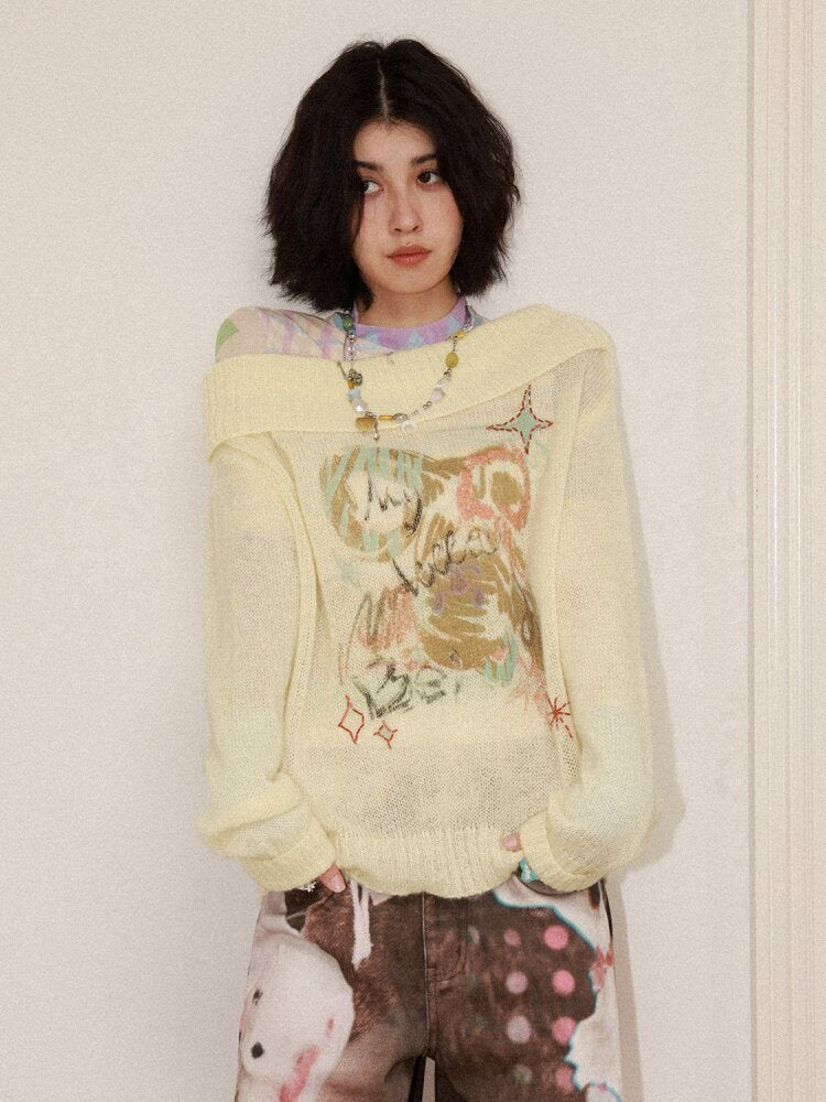 Gummy Bear Graffiti Pullover Sweater【s0000015459】