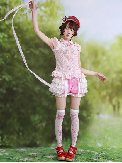 Pink Polka Dot Short Sleeve Shirt【s0000016555】