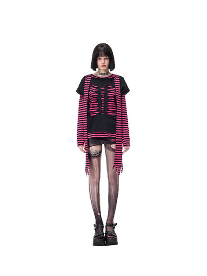 Studded Striped Sun Protection Top【s0000017720】