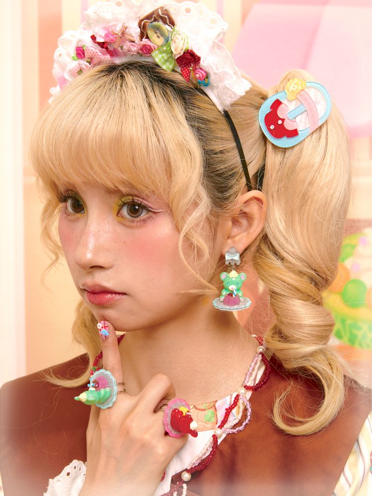 Pudding Bear Resin Colorful Earrings【s0000013353】