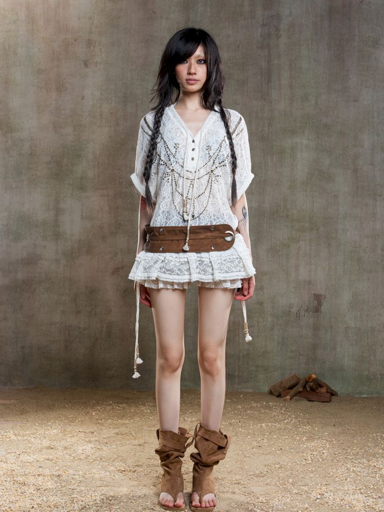 Loose Lace Blouse Dress【s0000012647】