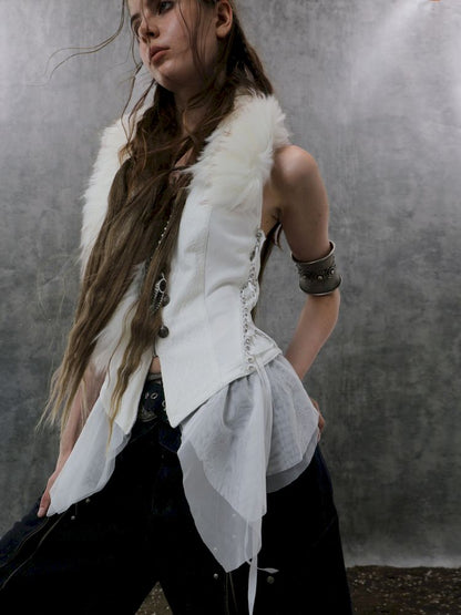 Fur Collar Pirate Sleeveless Vest【s0000013909】