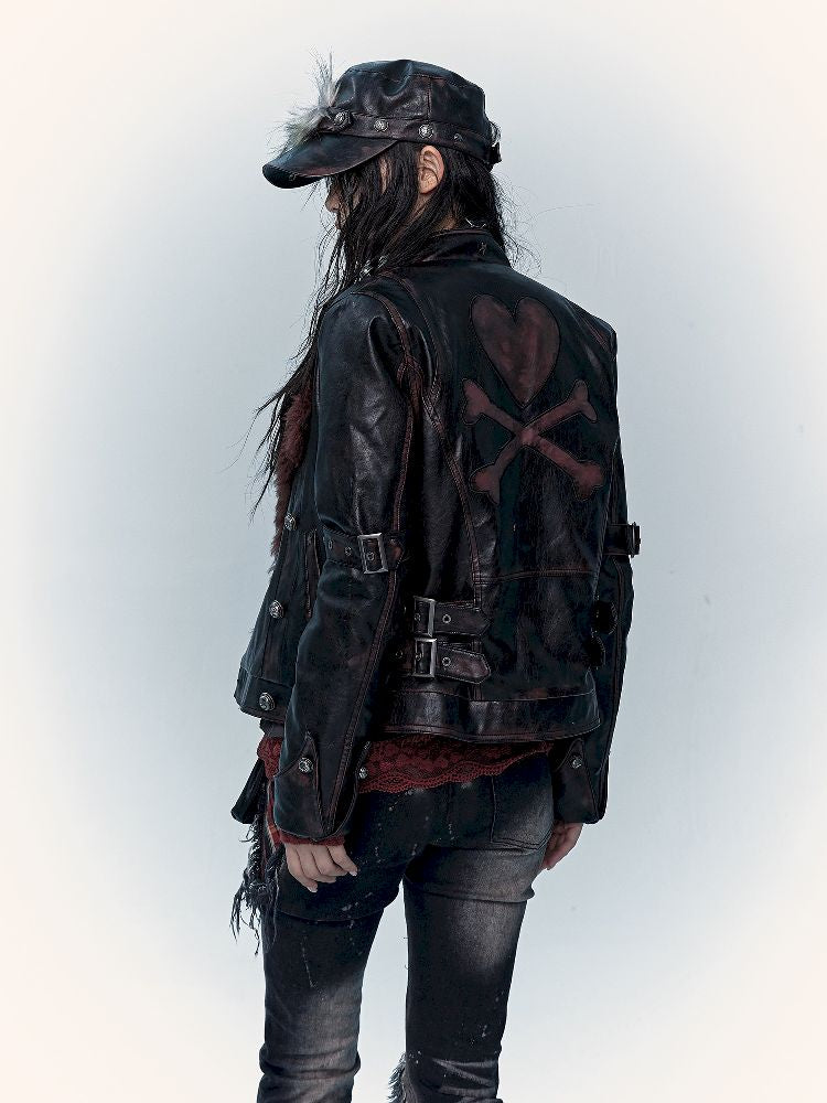 Rub Color Leather Jacket [S0000011223]