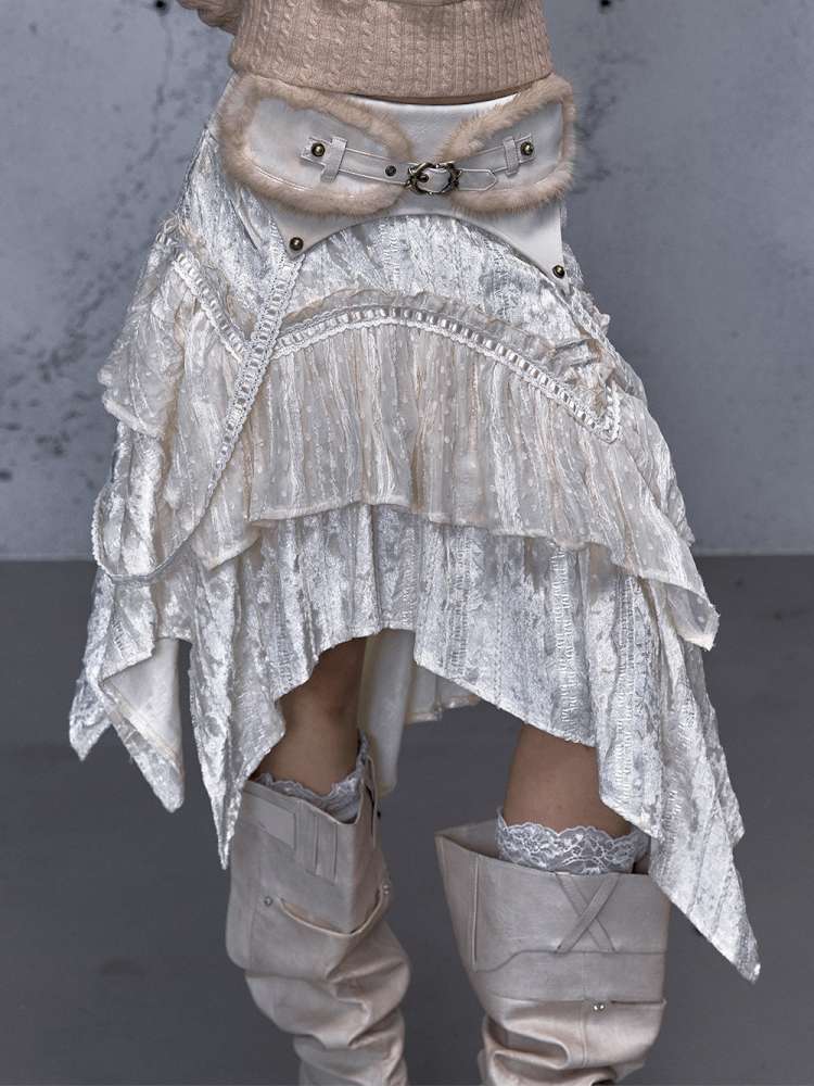 Vintage Lace Irregular Velvet Skirt【s0000014930】