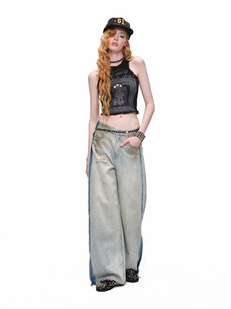 Vintage Dog Print Vest Midi Skirt【s0000016905】