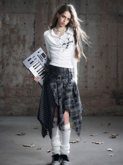 Punk splicing velvet bustier skirt【s0000013886】