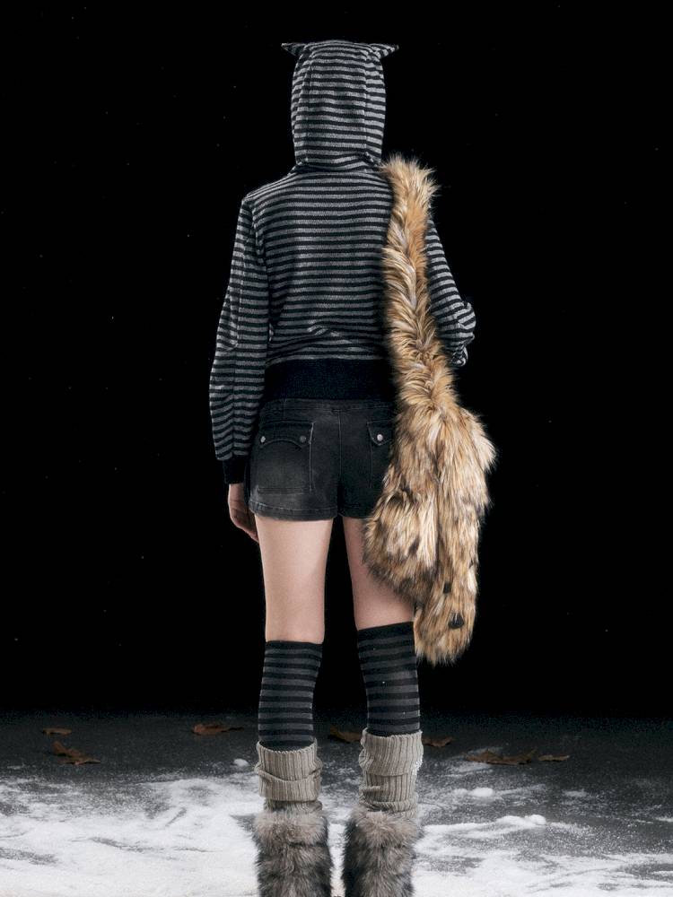 Vintage-Washed Slightly Stretch Denim Shorts【s0000014427】